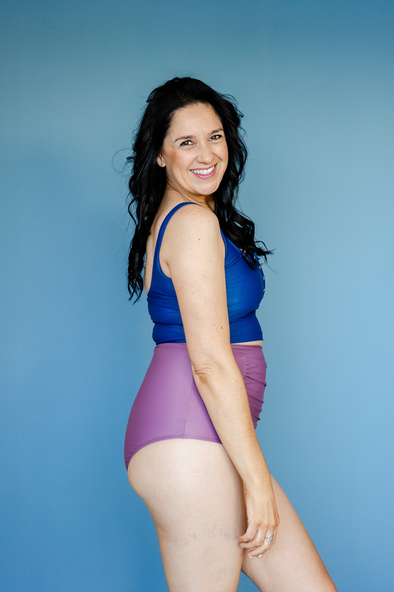 Ruched High Waisted Bottoms Grape