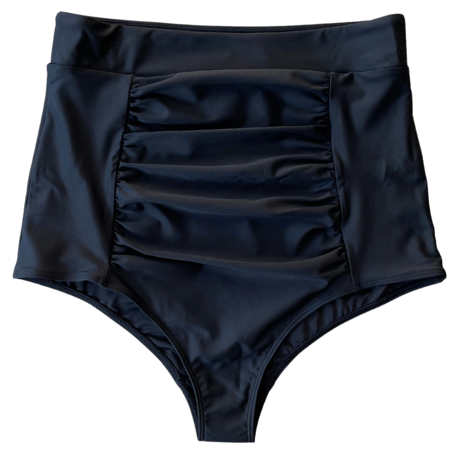 Ruched High Waisted Bottoms Black Sheila May Swim Australia