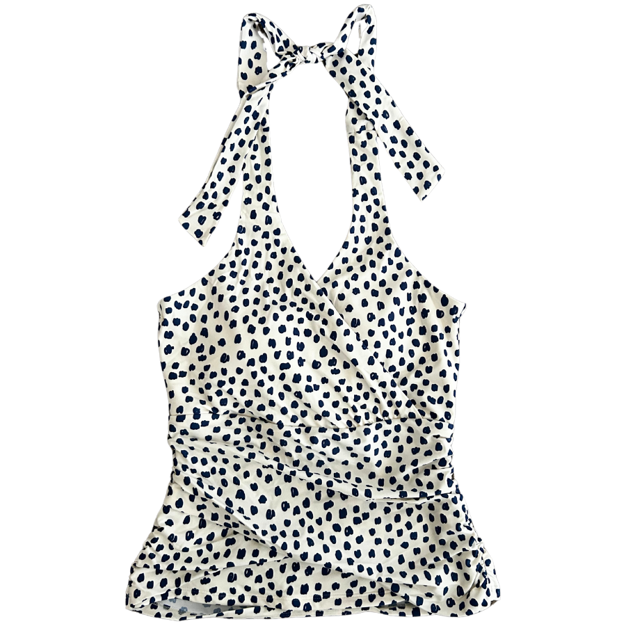 Criss-Cross Halter Top Scribble Dots