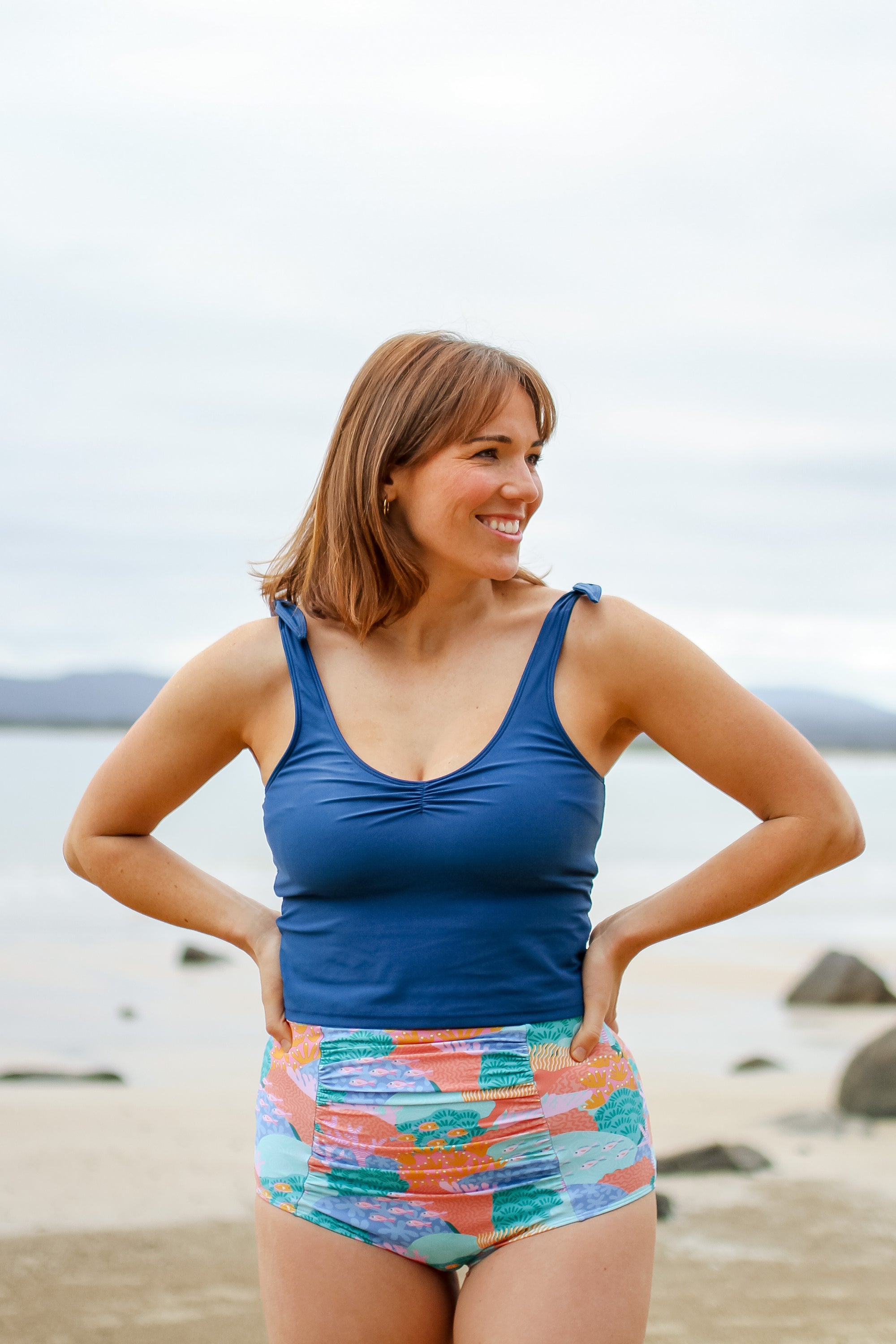 Last Pieces - Ruched High Waisted Bottoms Great Barrier Reef