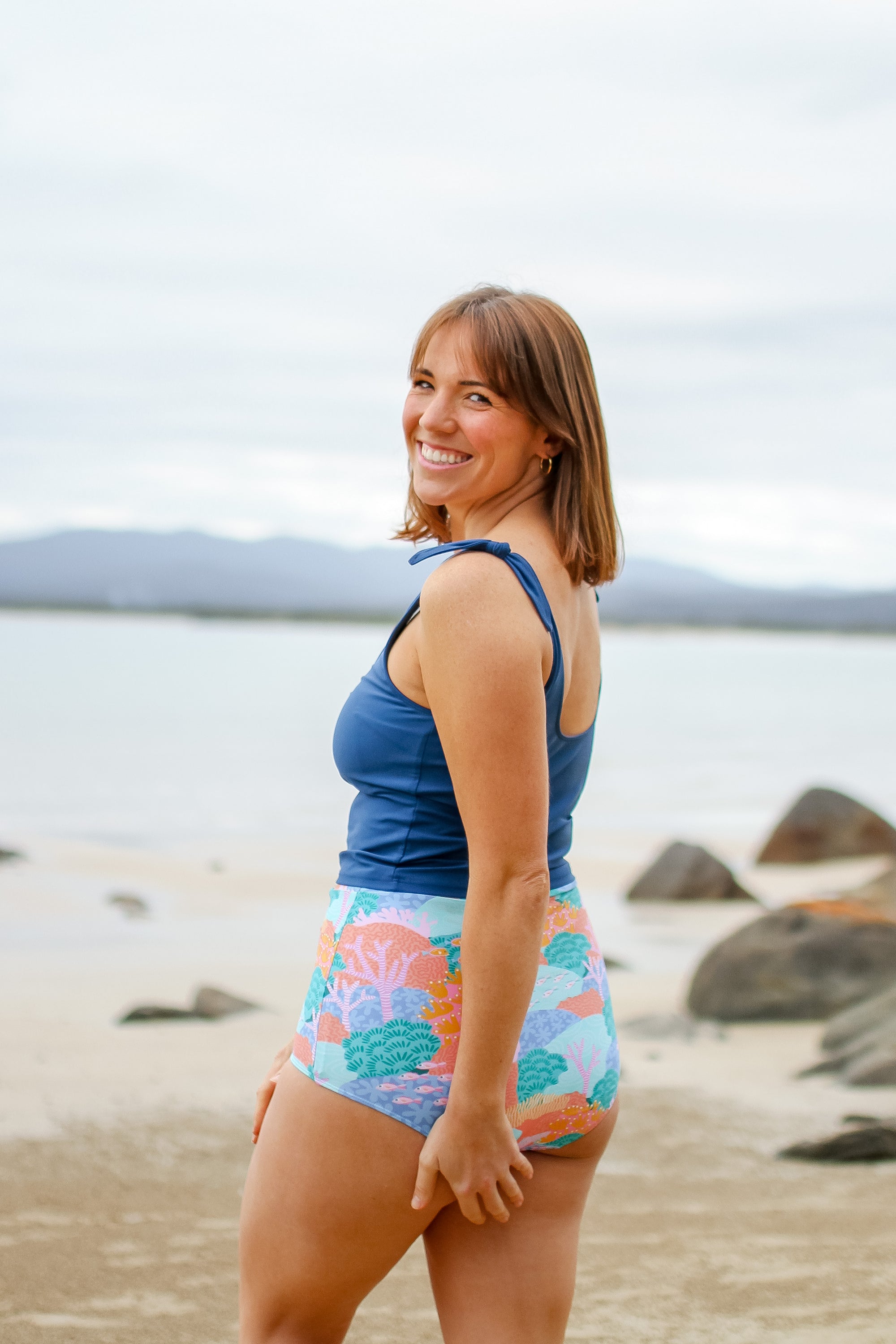Last Pieces - Ruched High Waisted Bottoms Great Barrier Reef