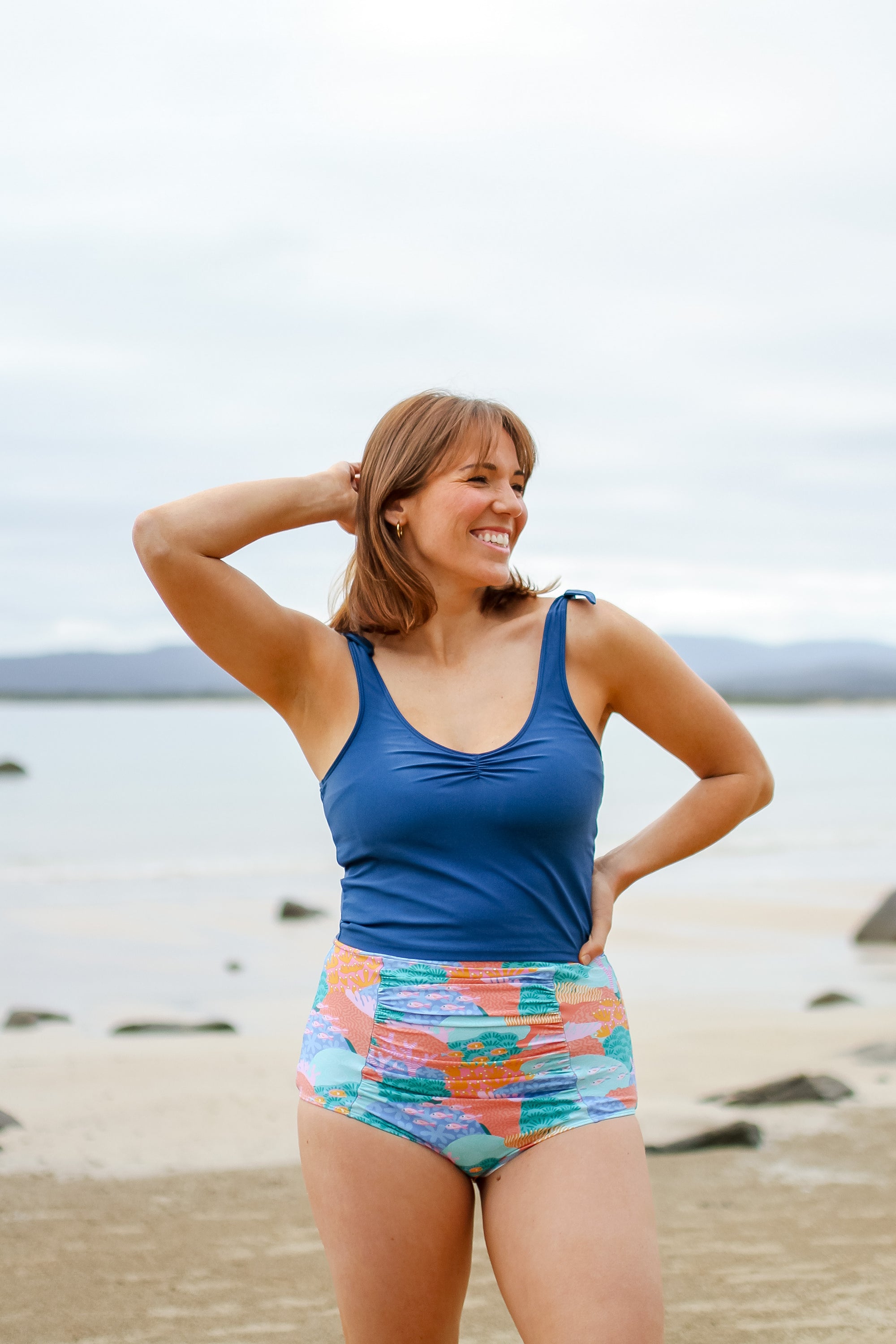 Last Pieces - Ruched High Waisted Bottoms Great Barrier Reef