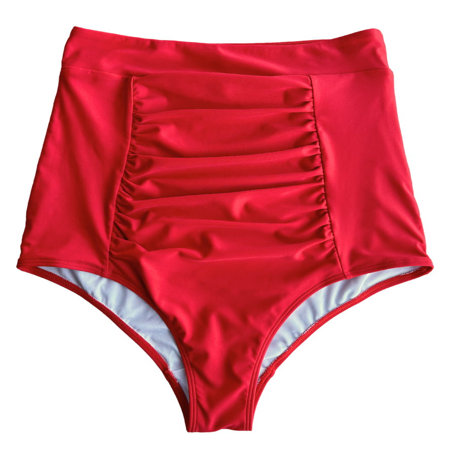 Ruched high waisted swim bottoms shop