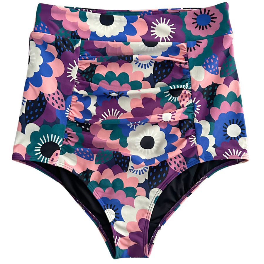 Ruched High Waisted Bottoms Dusk Flora