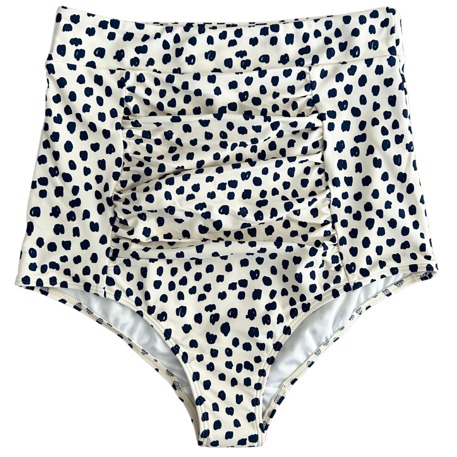 Ruched High Waisted Bottoms Scribble Dots