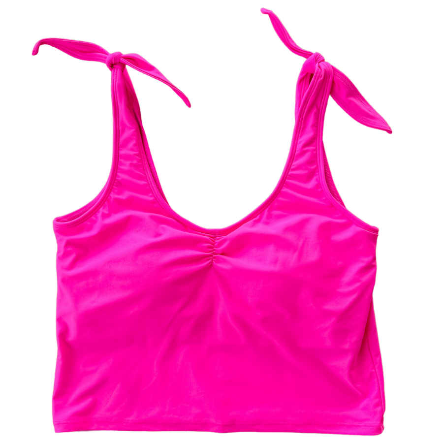 Shoulder Tie Top Flamingo