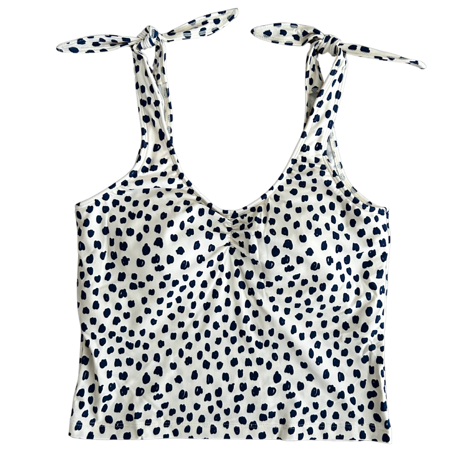 Shoulder Tie Top Scribble Dots