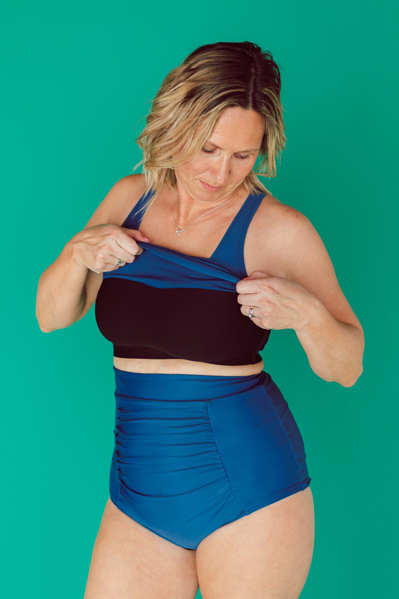 Ruched High Waisted Bottoms French Navy