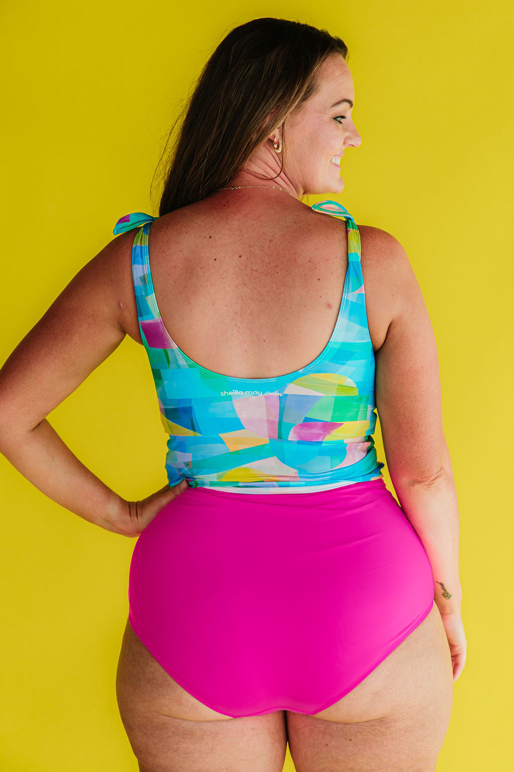 Ruched High Waisted Bottoms Flamingo