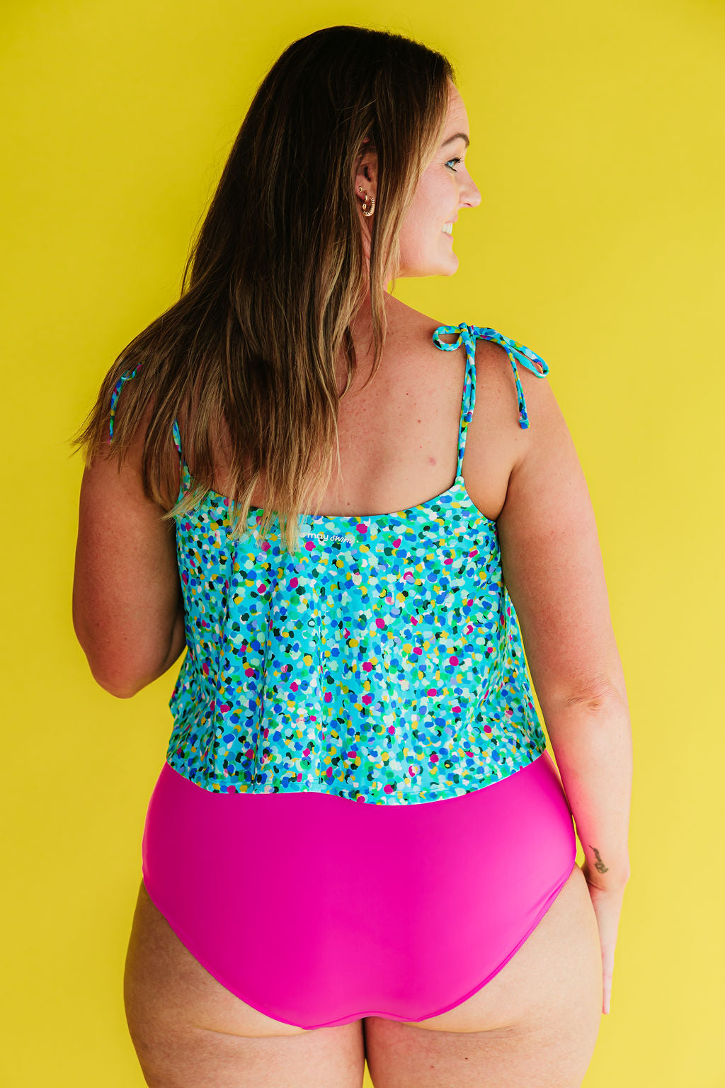 Ruched High Waisted Bottoms Flamingo