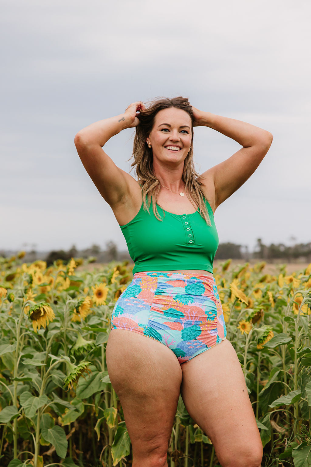 Last Pieces - Ruched High Waisted Bottoms Great Barrier Reef