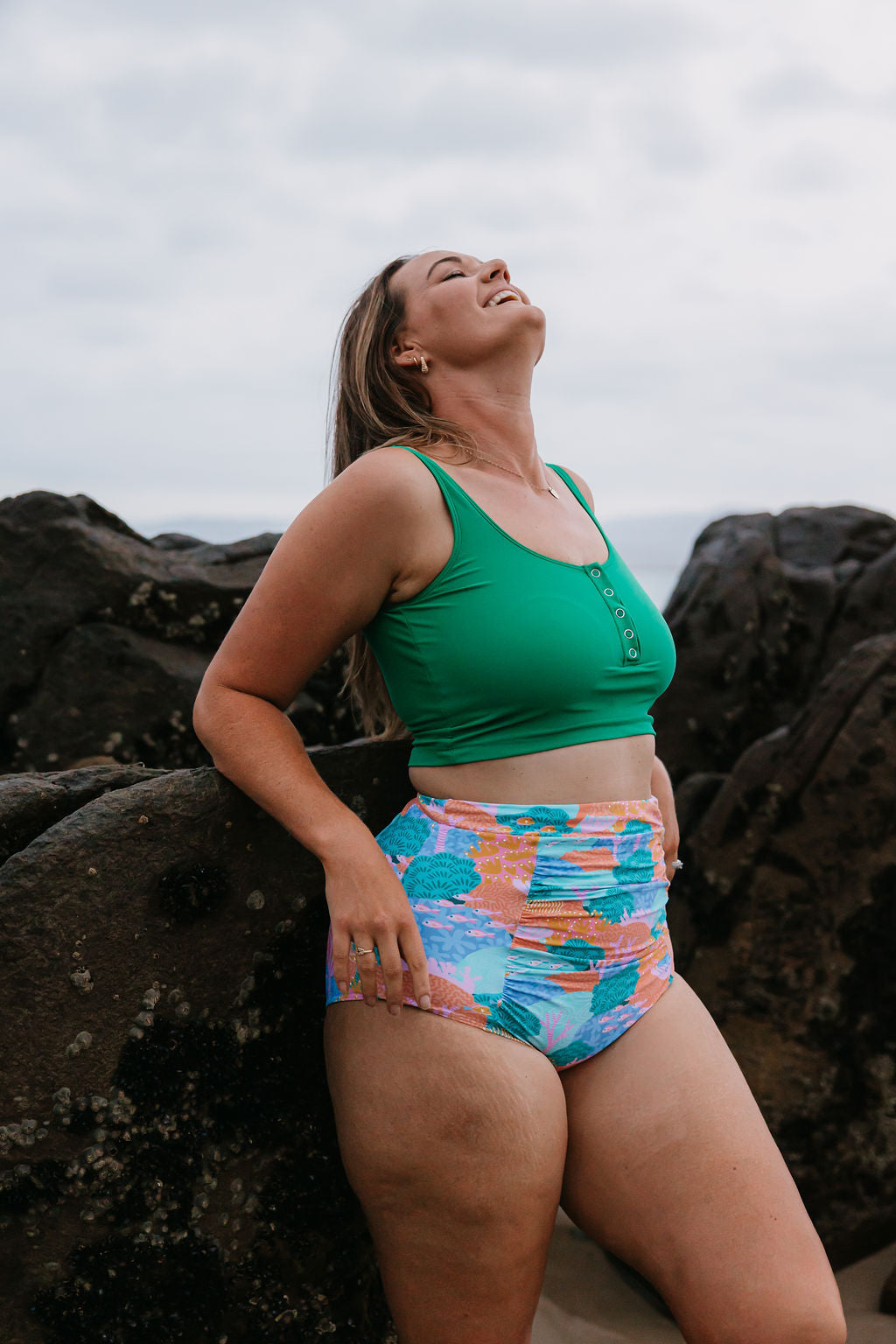 Last Pieces - Ruched High Waisted Bottoms Great Barrier Reef