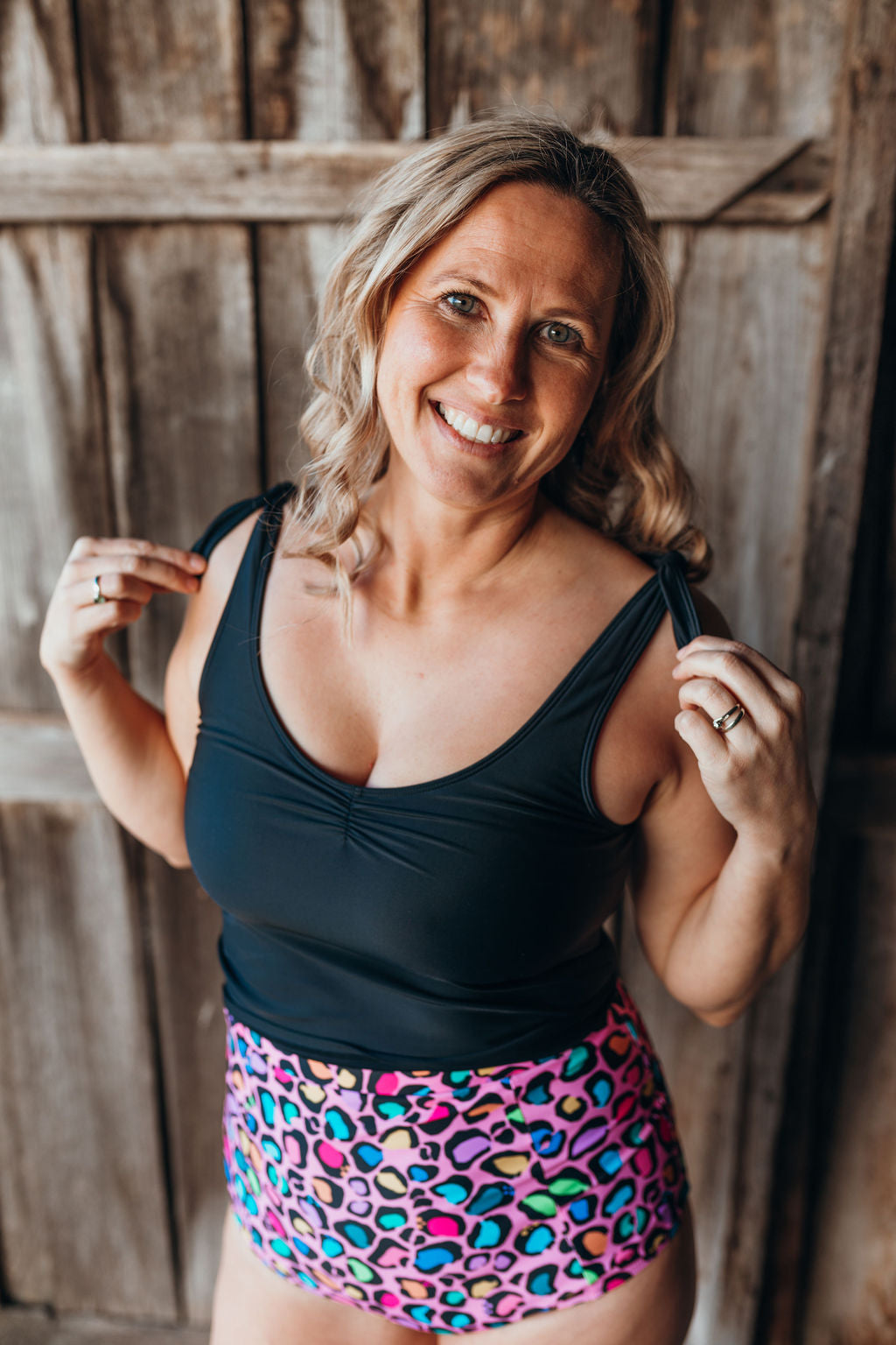 Shoulder Tie Top Black