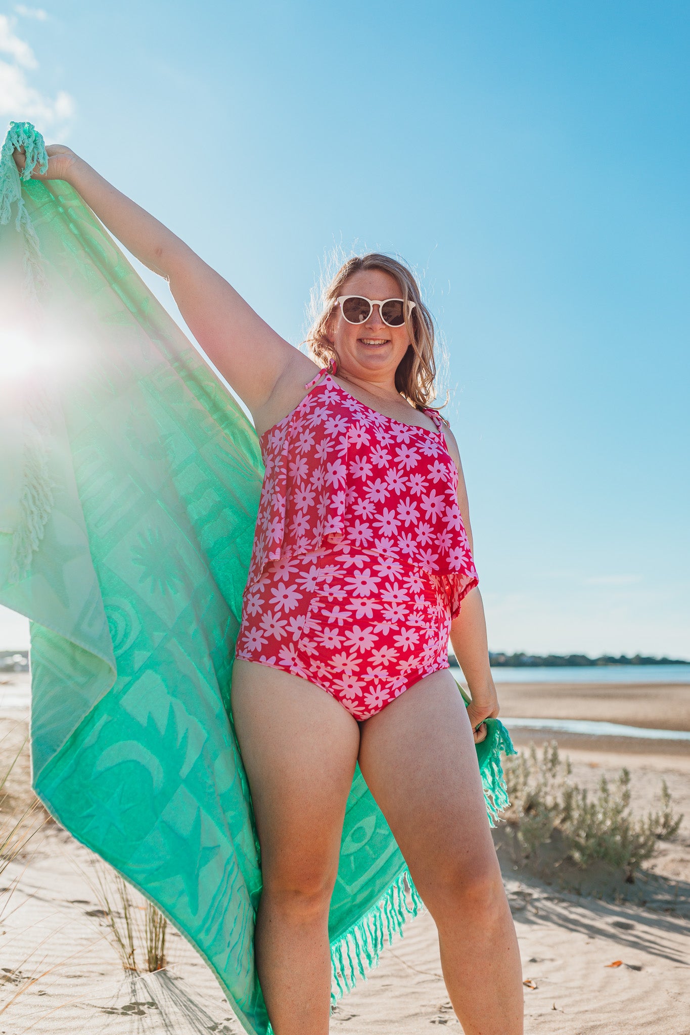 Ruched High Waisted Bottoms Raspberry Blooms