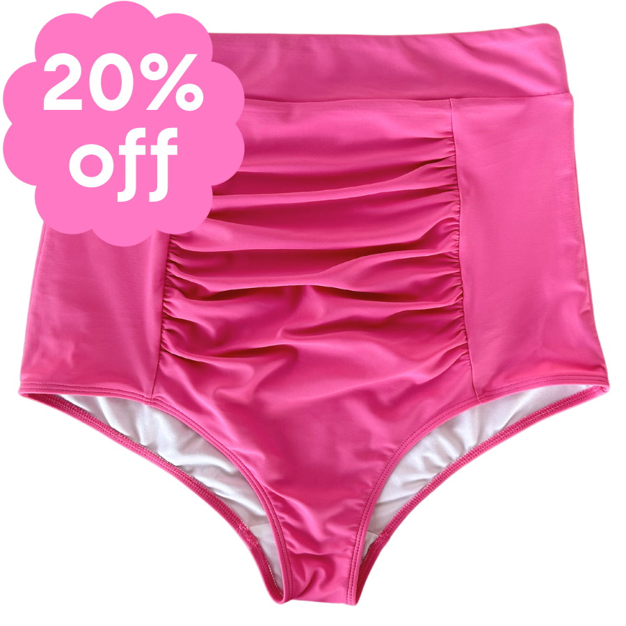 Ruched High Waisted Bottoms Bubblegum