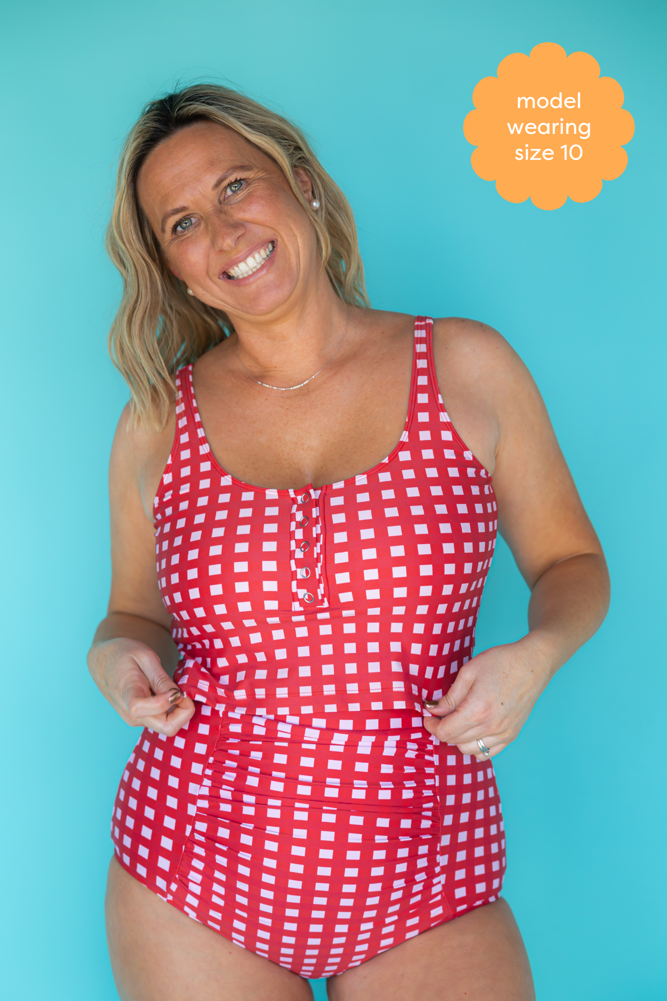 Ruched High Waisted Bottoms Watermelon Check