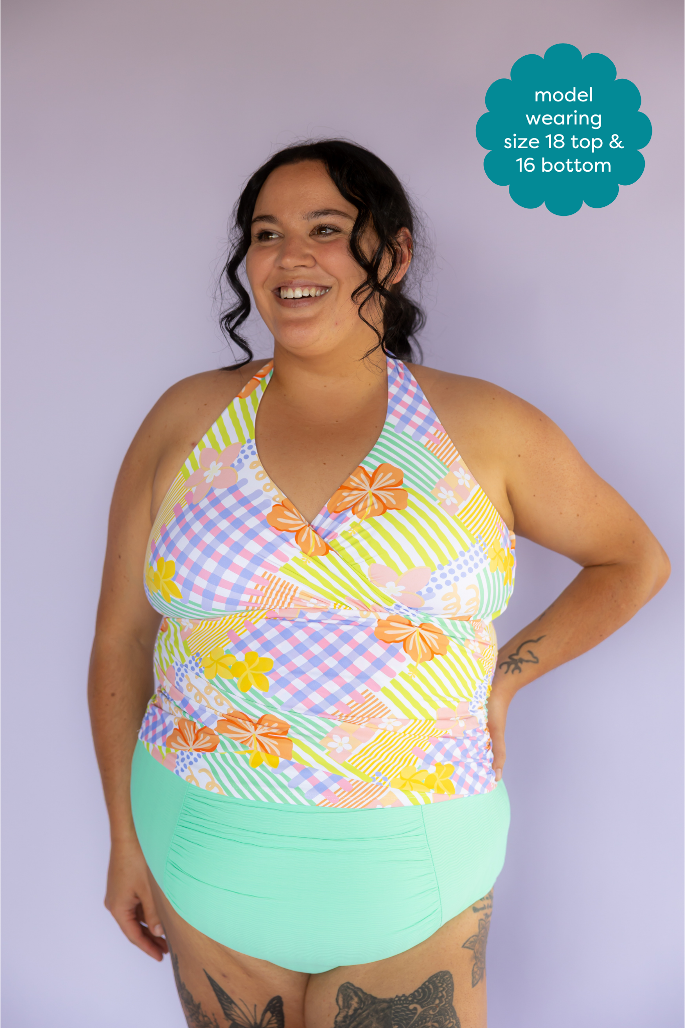 Criss-Cross Halter Top Tropical Patch