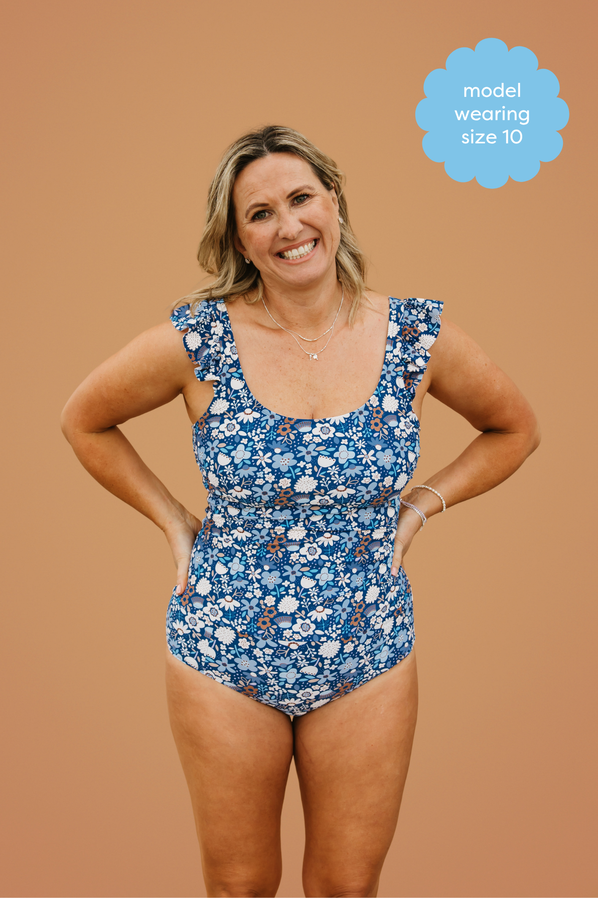PRE-ORDER: Frill Shoulder Tank Indigo Posy