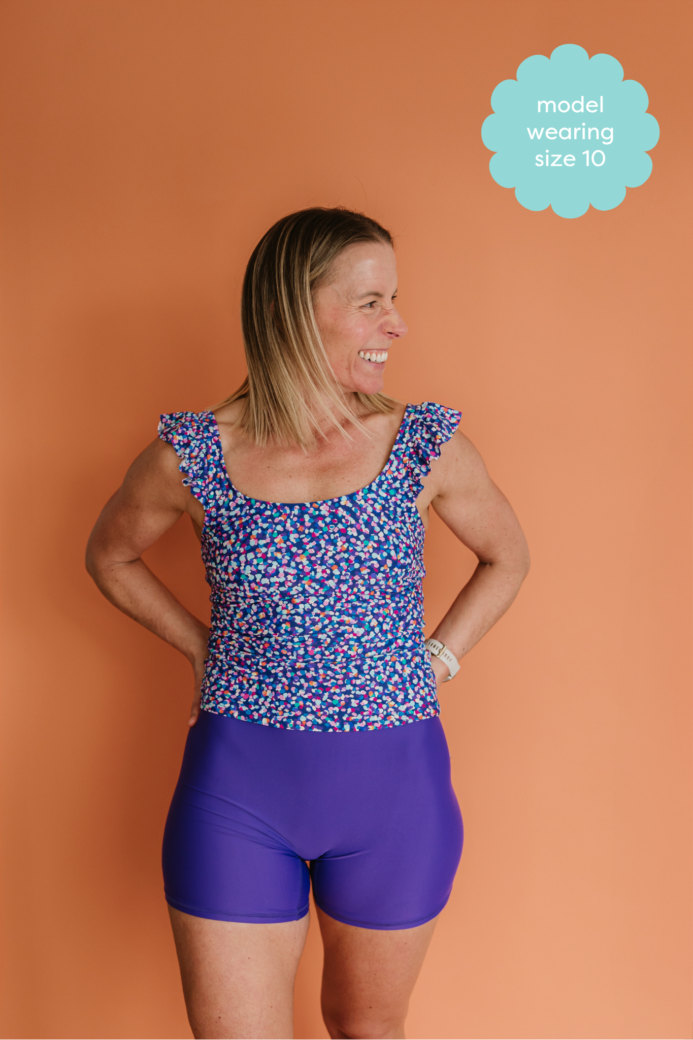 Frill Shoulder Tank Midnight Confetti