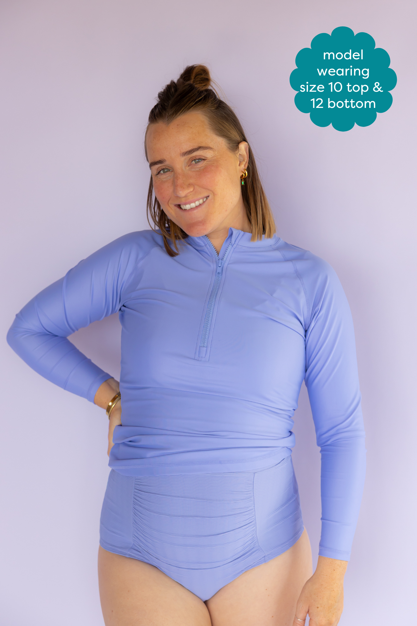 Ruched High Waisted Bottoms Cornflower (Textured Fabric)