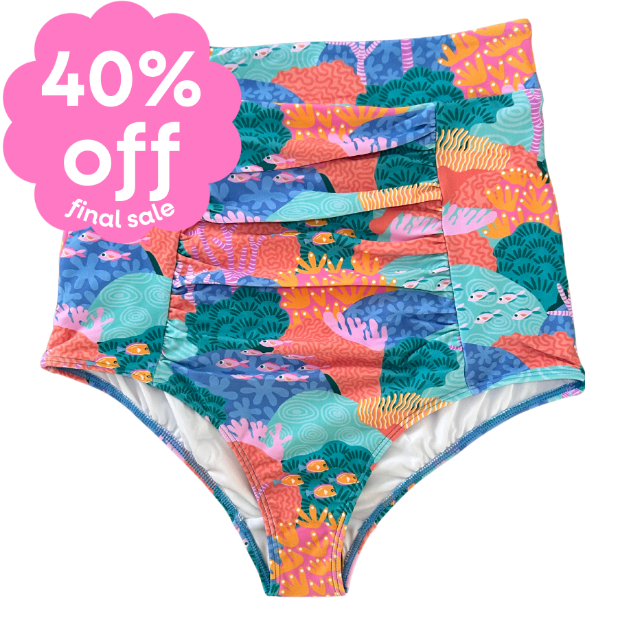 Last Pieces - Ruched High Waisted Bottoms Great Barrier Reef