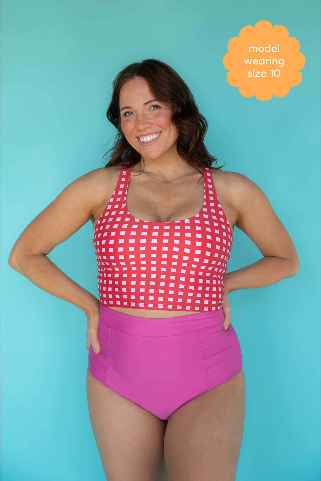 Racer Back Top Watermelon Check