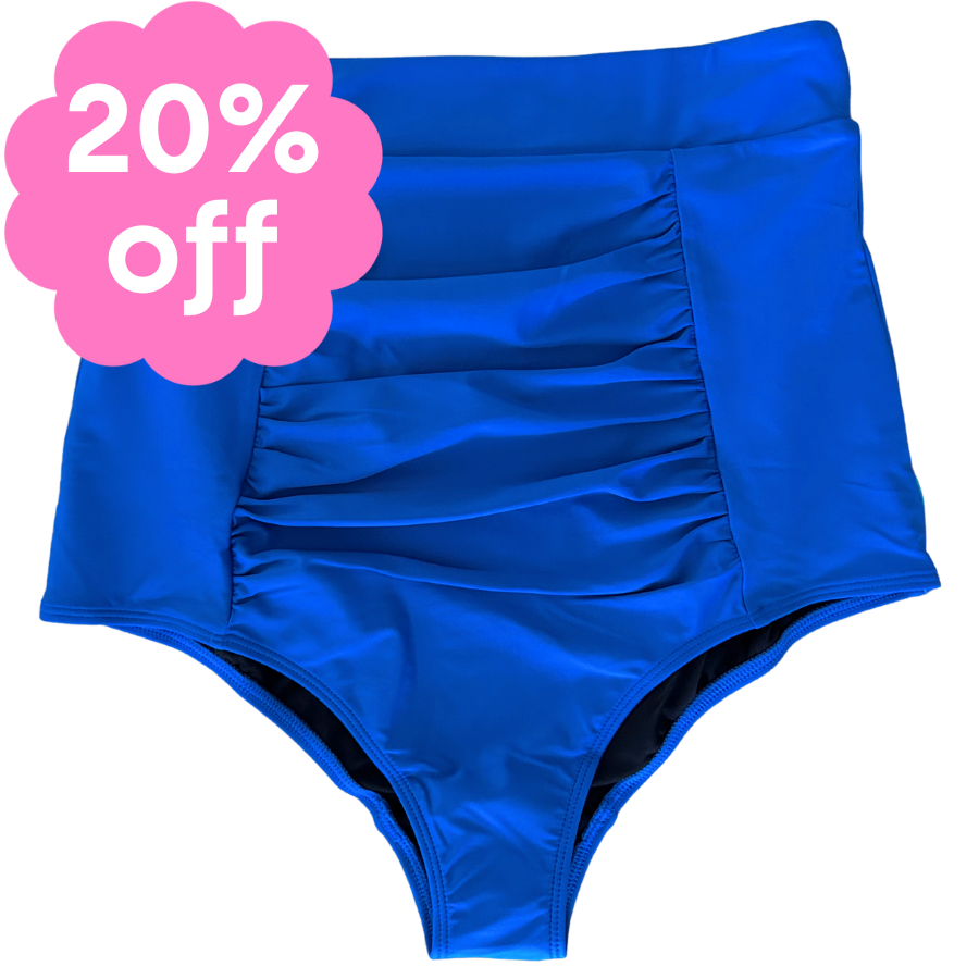 Ruched High Waisted Bottoms Sapphire