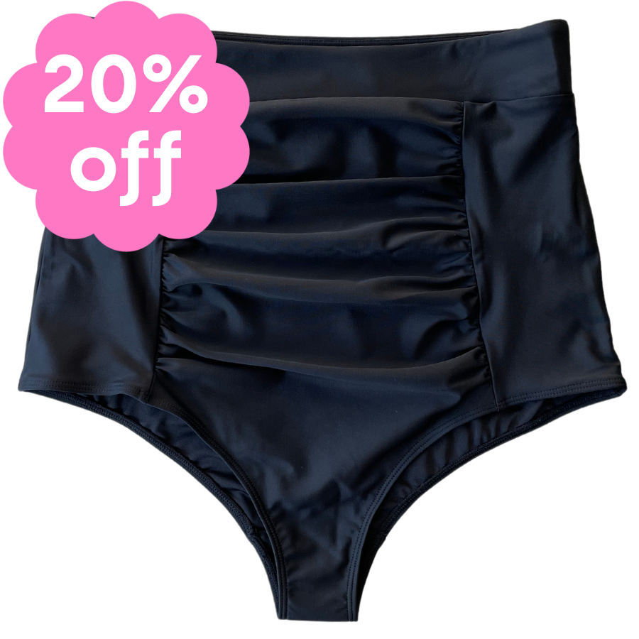 Ruched High Waisted Bottoms Black