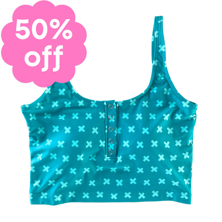 Last Pieces - Snap It Up Top Teal Crosses