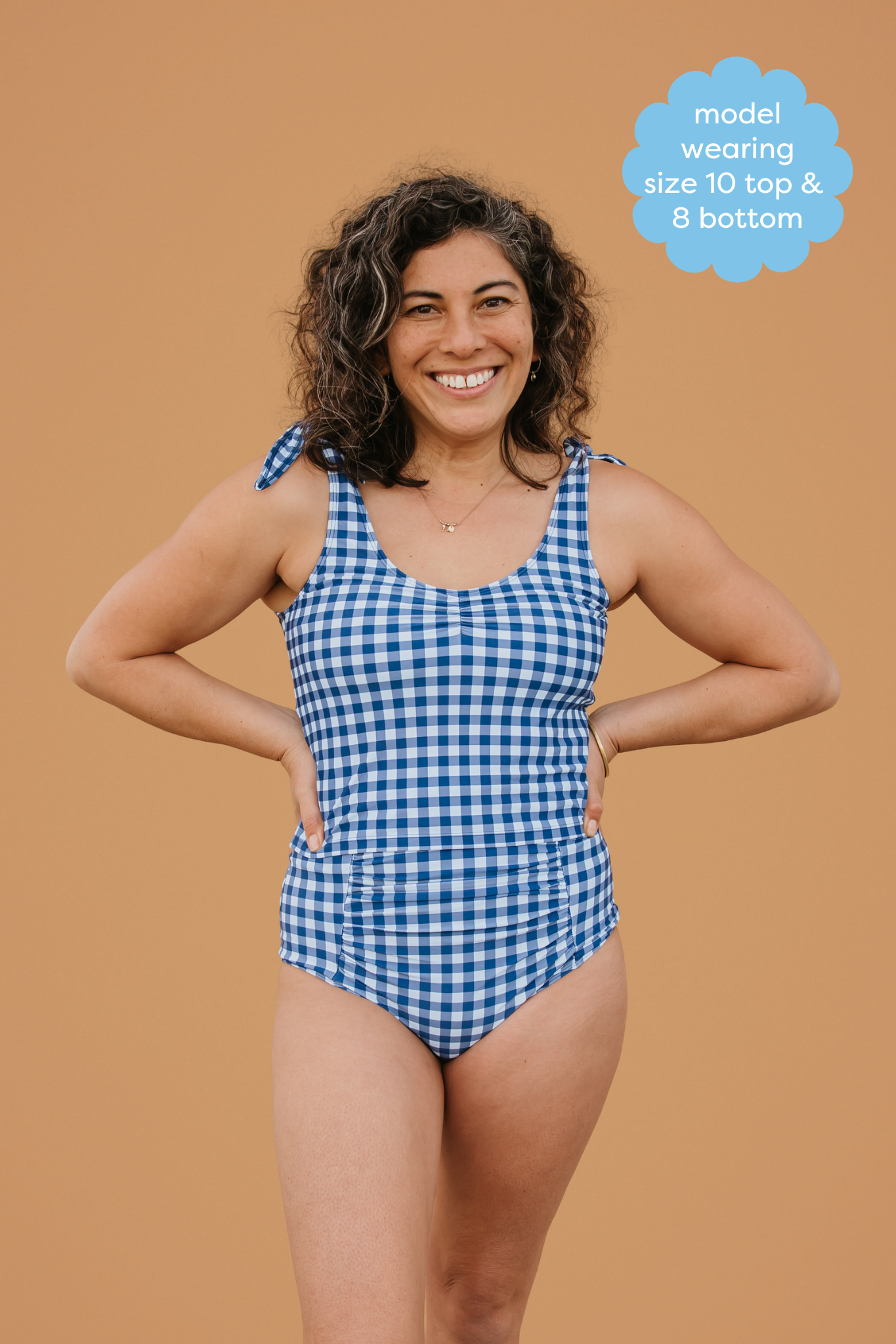PRE-ORDER: Ruched High Waisted Bottoms Blueberry Check