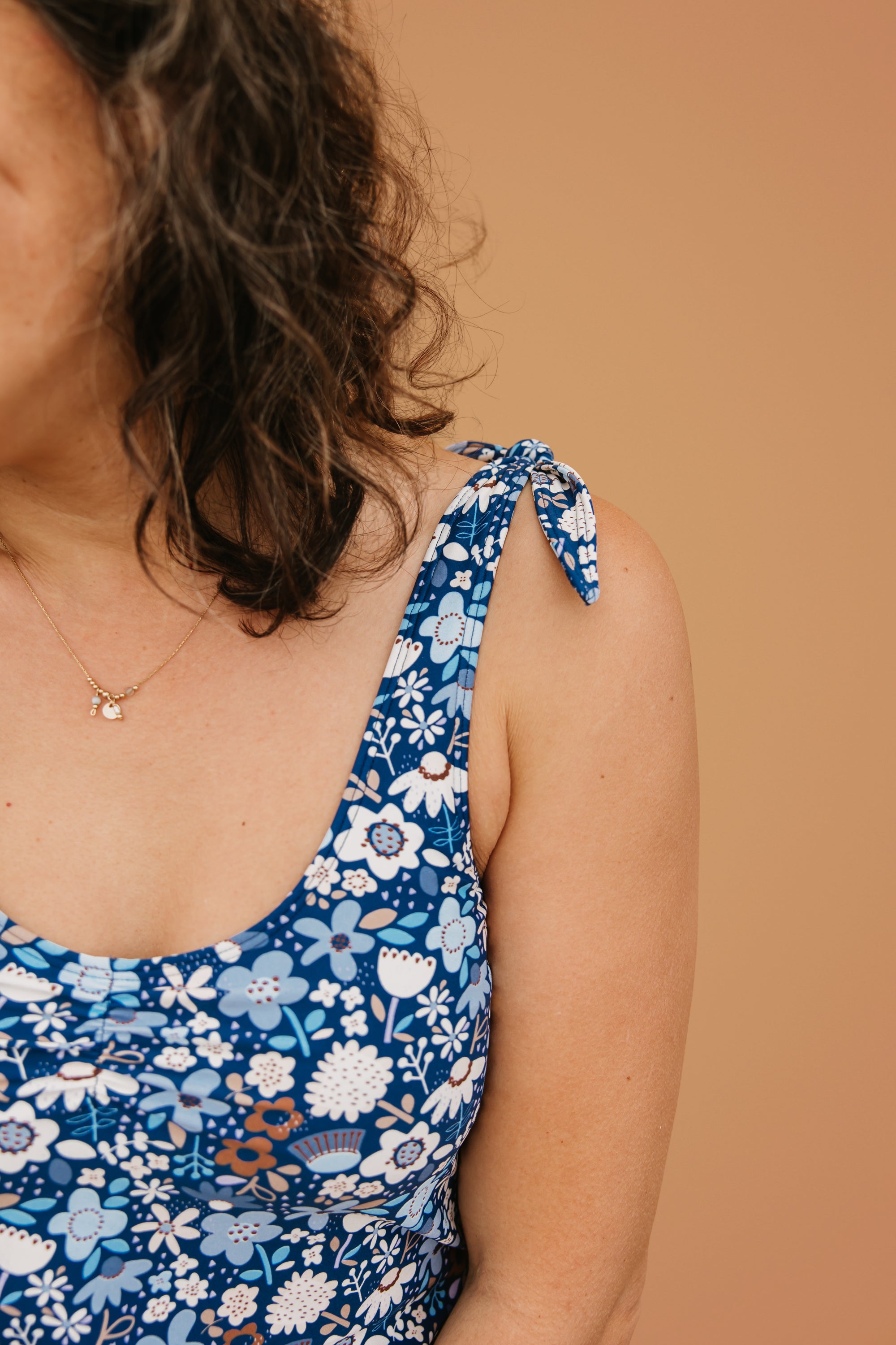 PRE-ORDER: Shoulder Tie Top Indigo Posy
