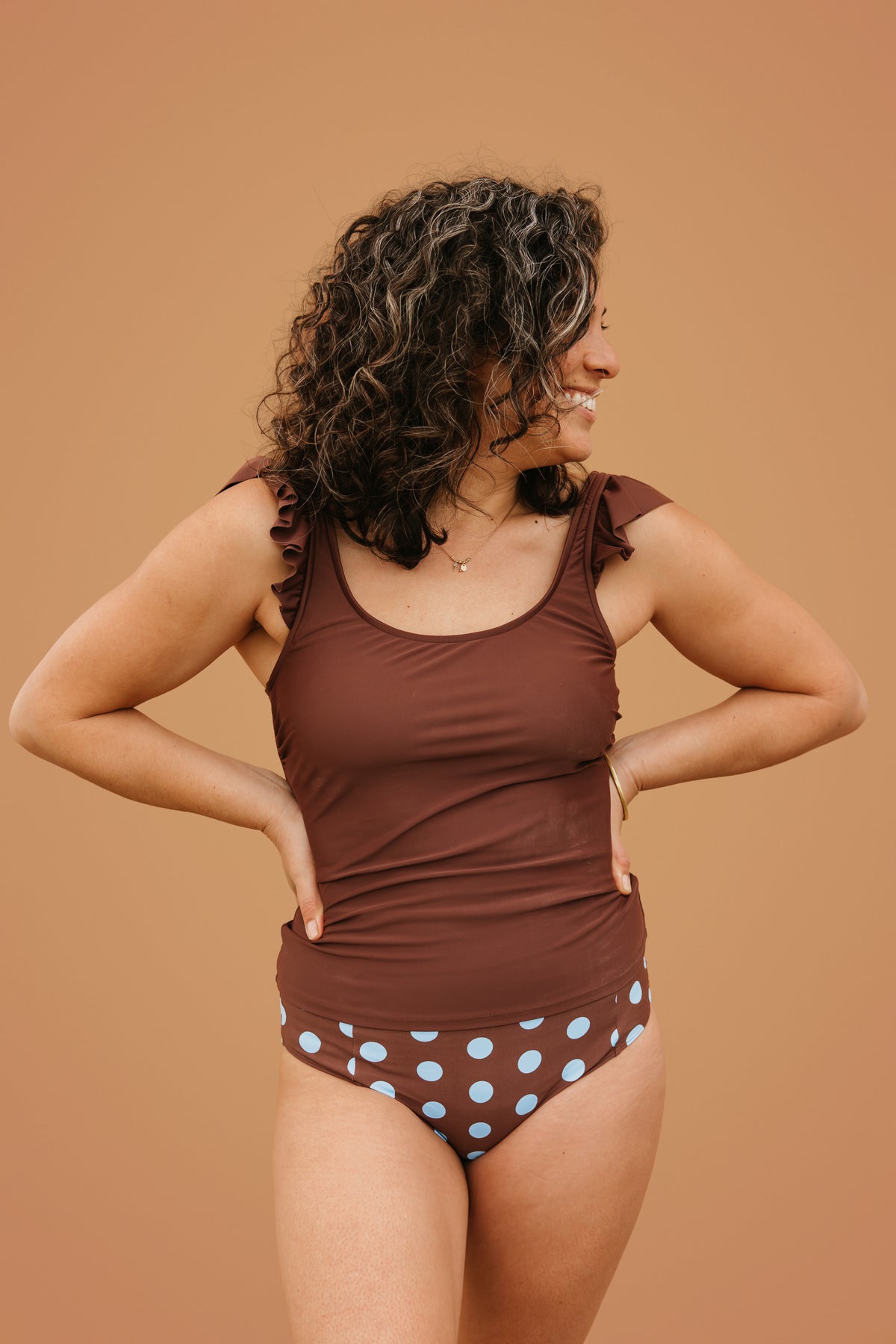 PRE-ORDER: Frill Shoulder Tank Chestnut