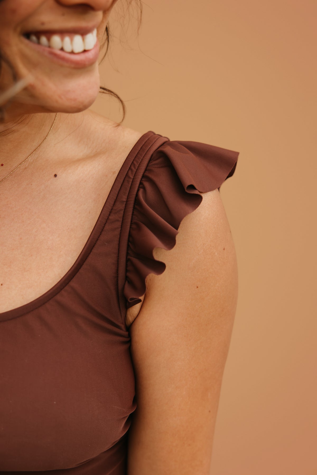 PRE-ORDER: Frill Shoulder Tank Chestnut
