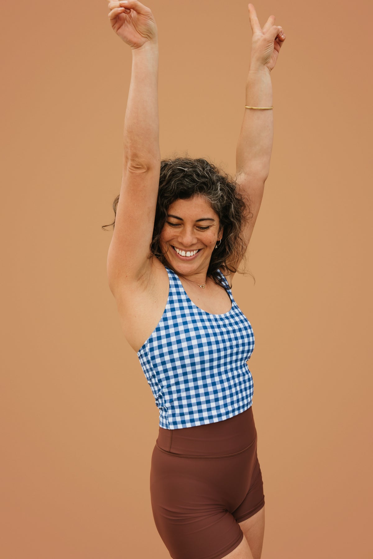 PRE-ORDER: Racer Back Top Blueberry Check
