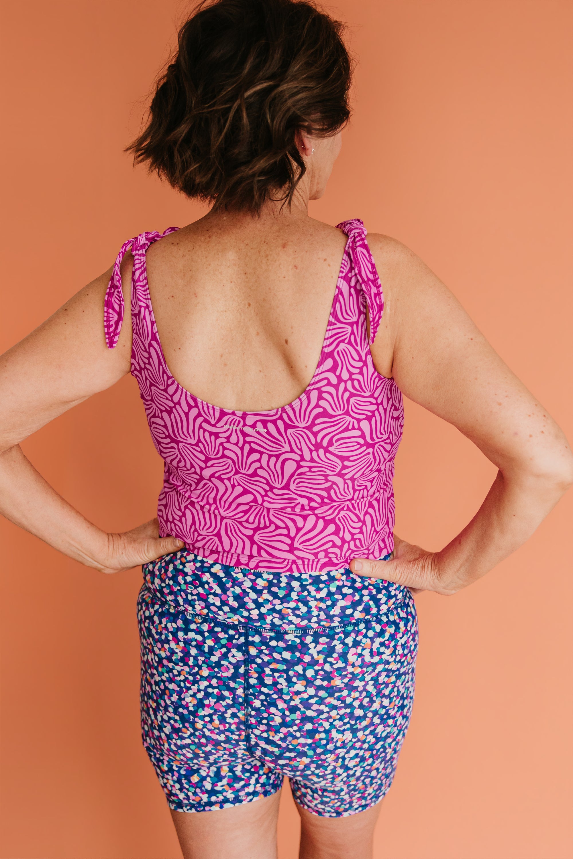 Shoulder Tie Top Raspberry Ripple