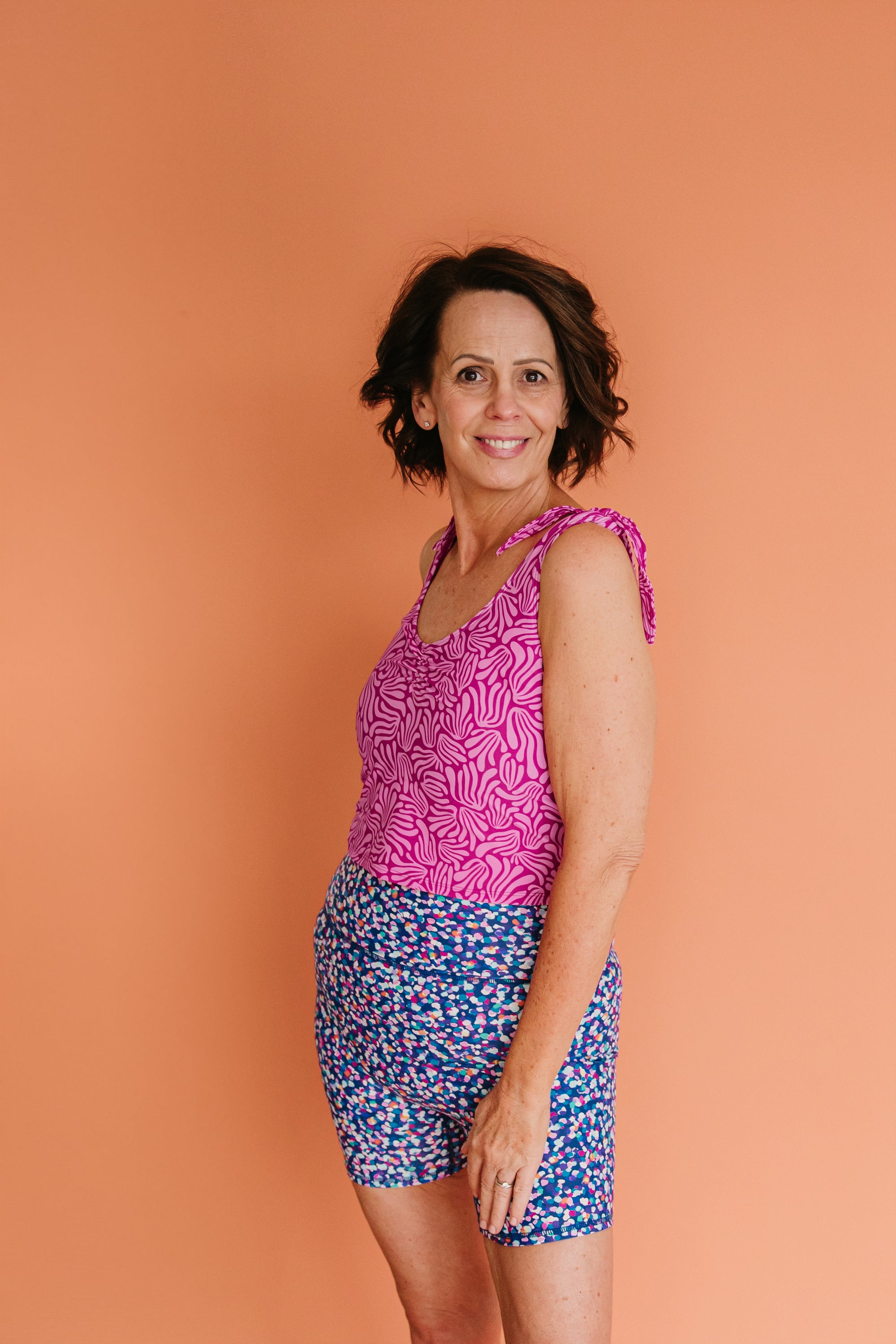 Shoulder Tie Top Raspberry Ripple