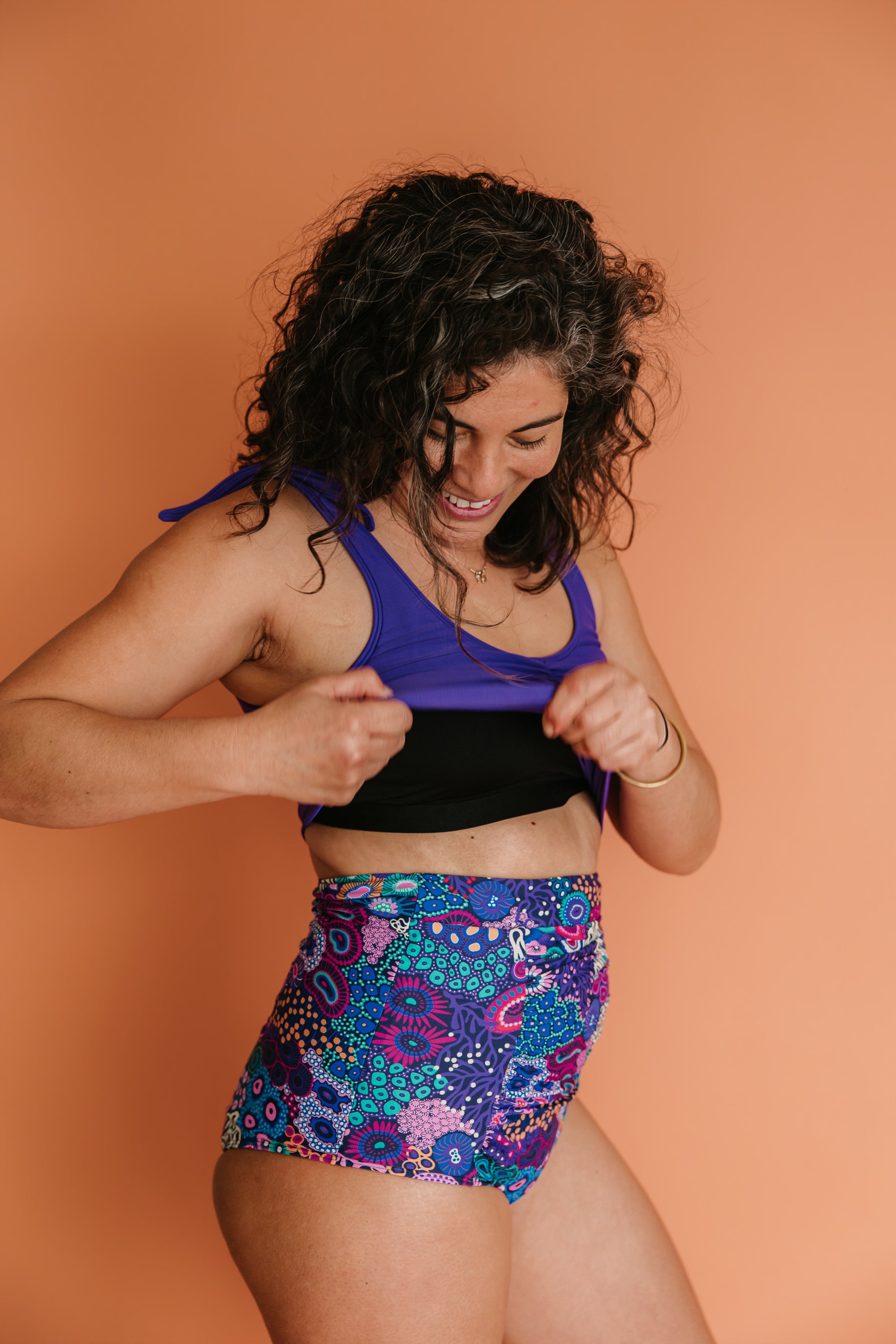 Ruched High Waisted Bottoms Ocean Jewels