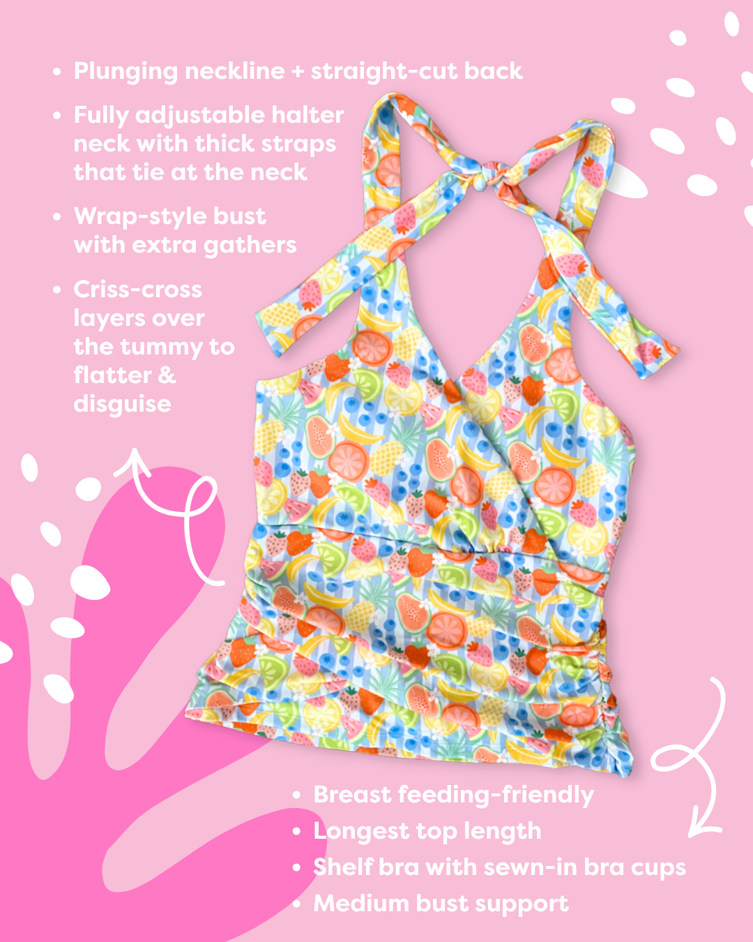 Criss-Cross Halter Top Tropical Patch