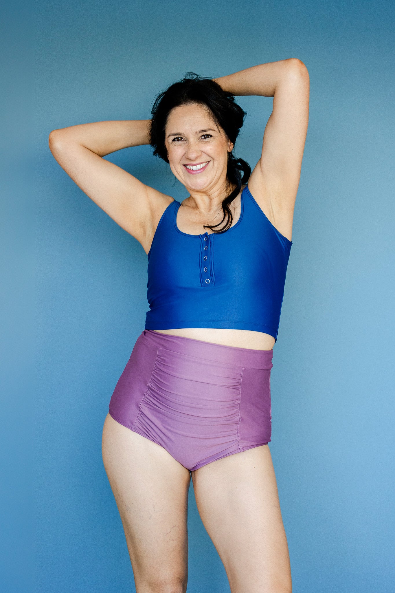 Ruched High Waisted Bottoms Grape