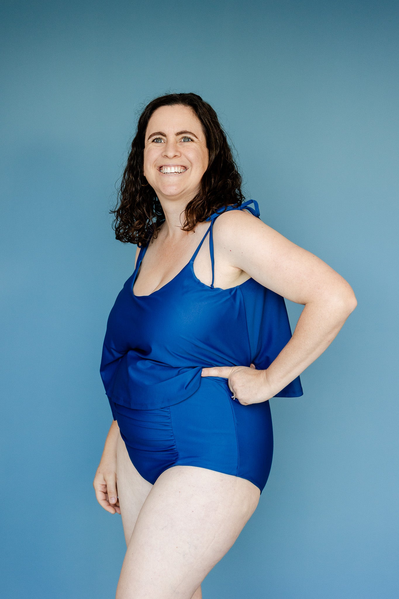 Ruched High Waisted Bottoms French Navy