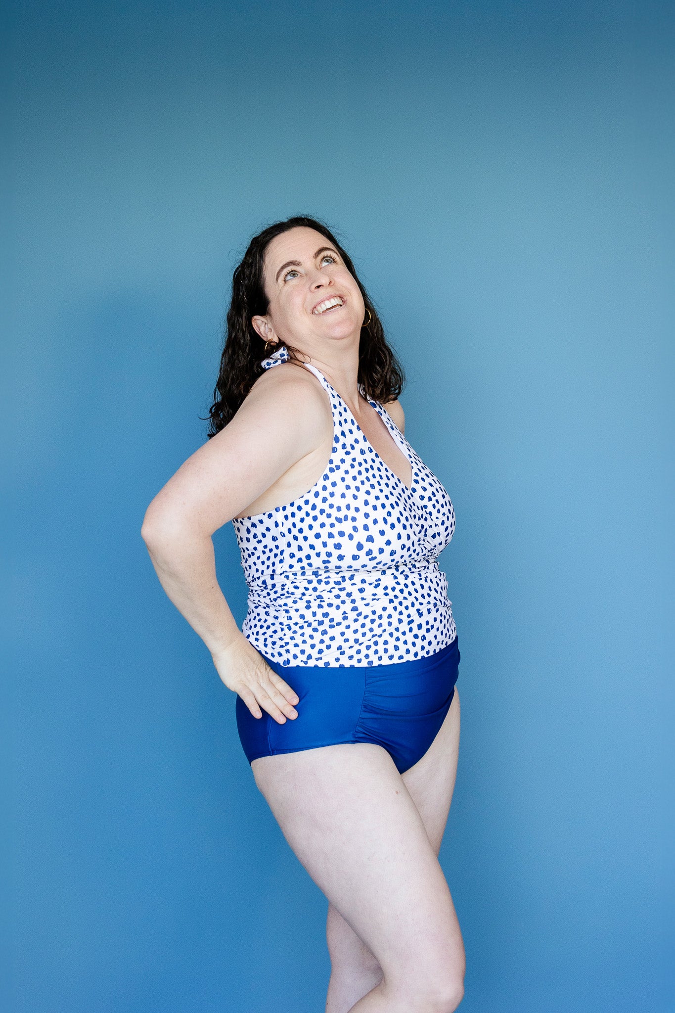 Criss-Cross Halter Top Scribble Dots