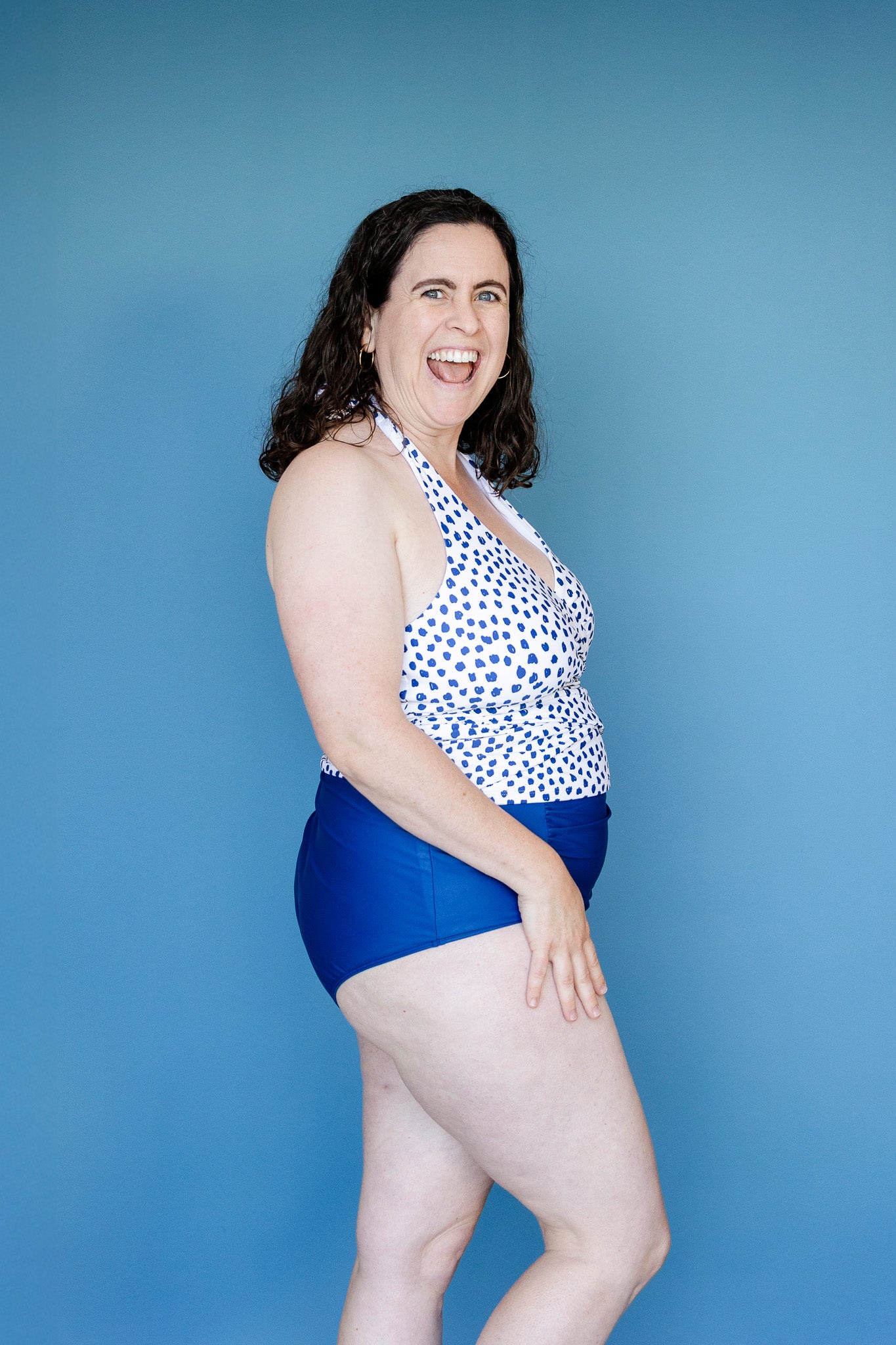 Criss-Cross Halter Top Scribble Dots