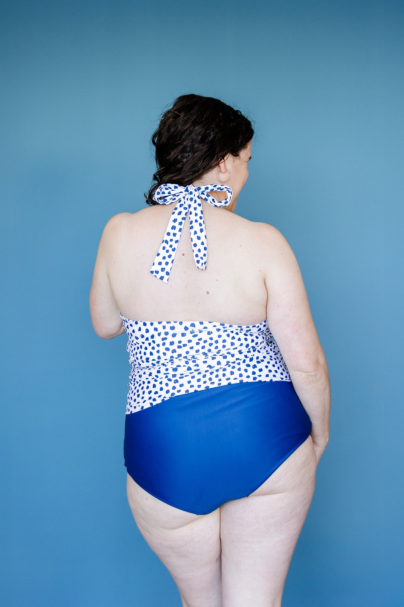 Criss-Cross Halter Top Scribble Dots
