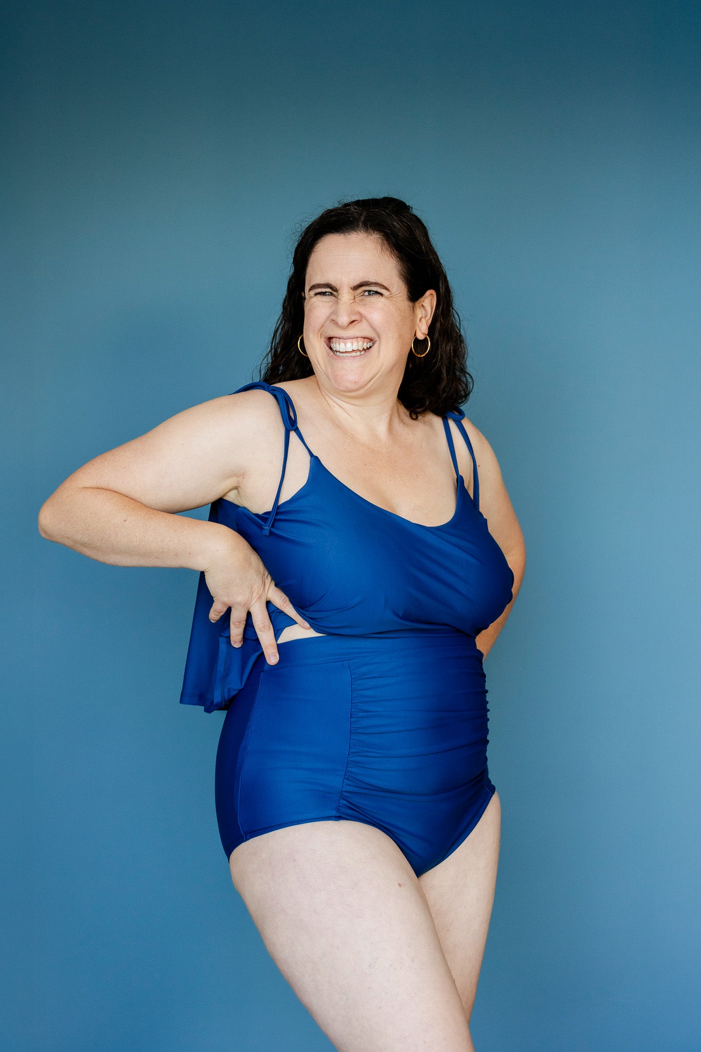 Ruched High Waisted Bottoms French Navy
