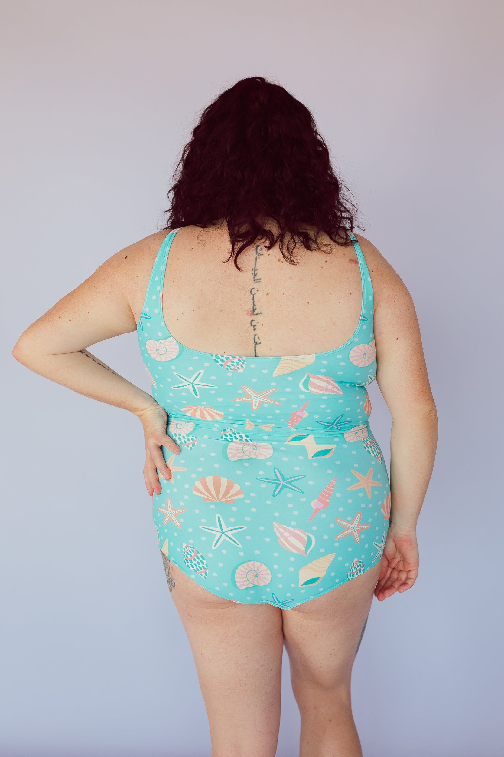 Ruched High Waisted Bottoms Sea Shells