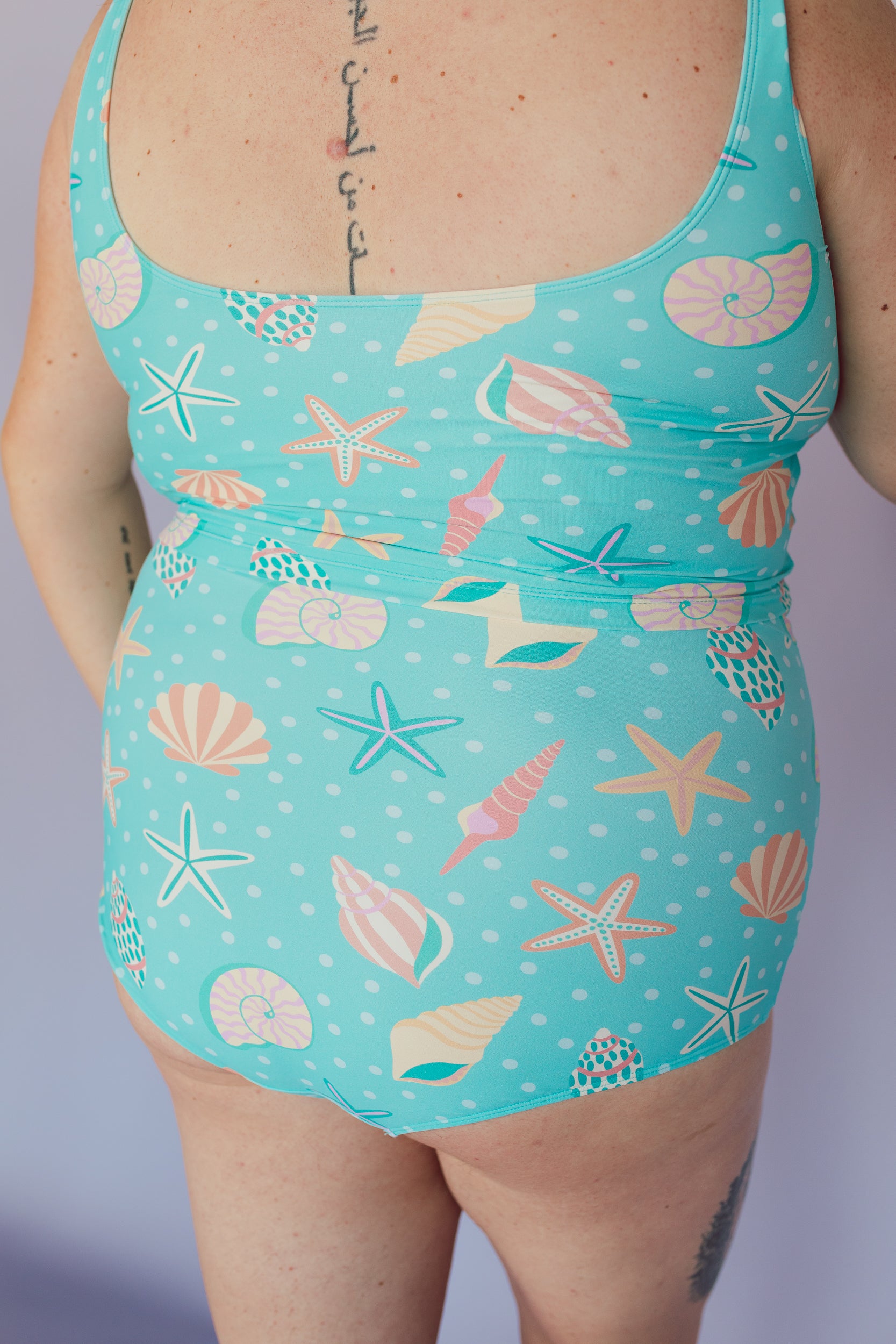 Ruched High Waisted Bottoms Sea Shells