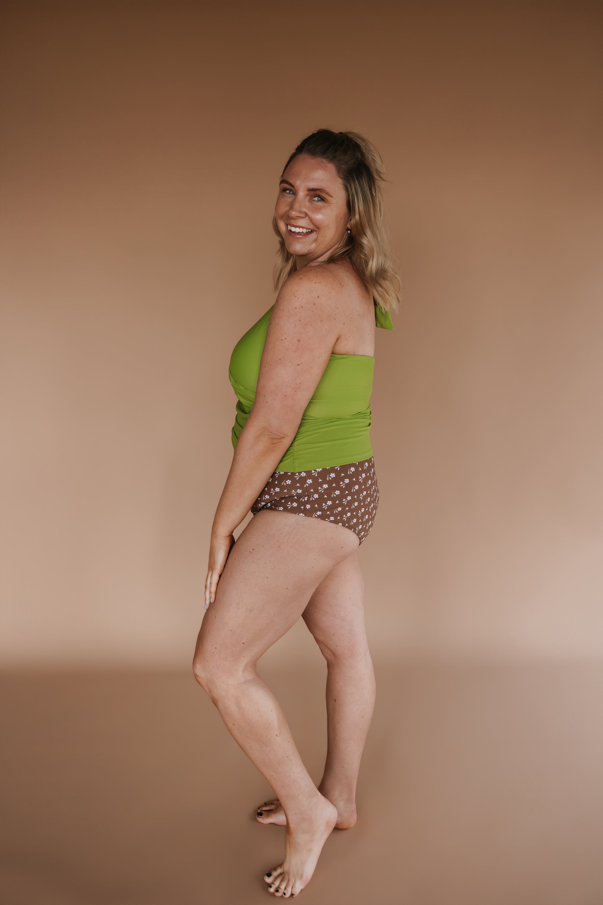 Ruched High Waisted Bottoms Cocoa Ditzy