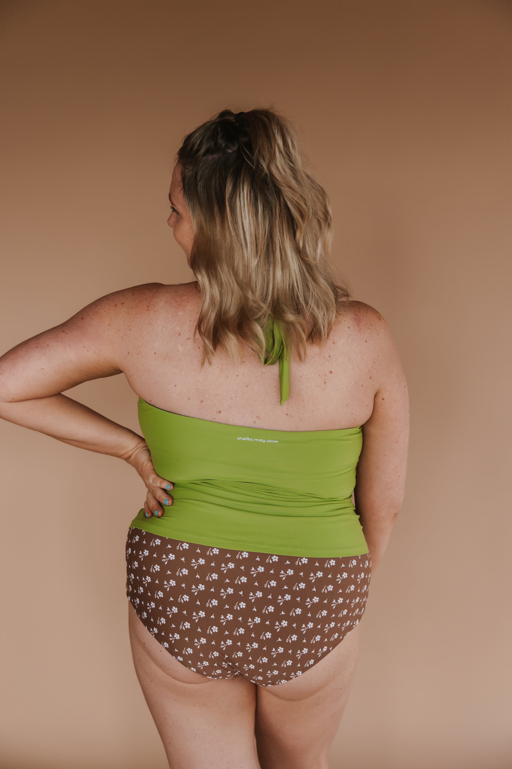 Ruched High Waisted Bottoms Cocoa Ditzy