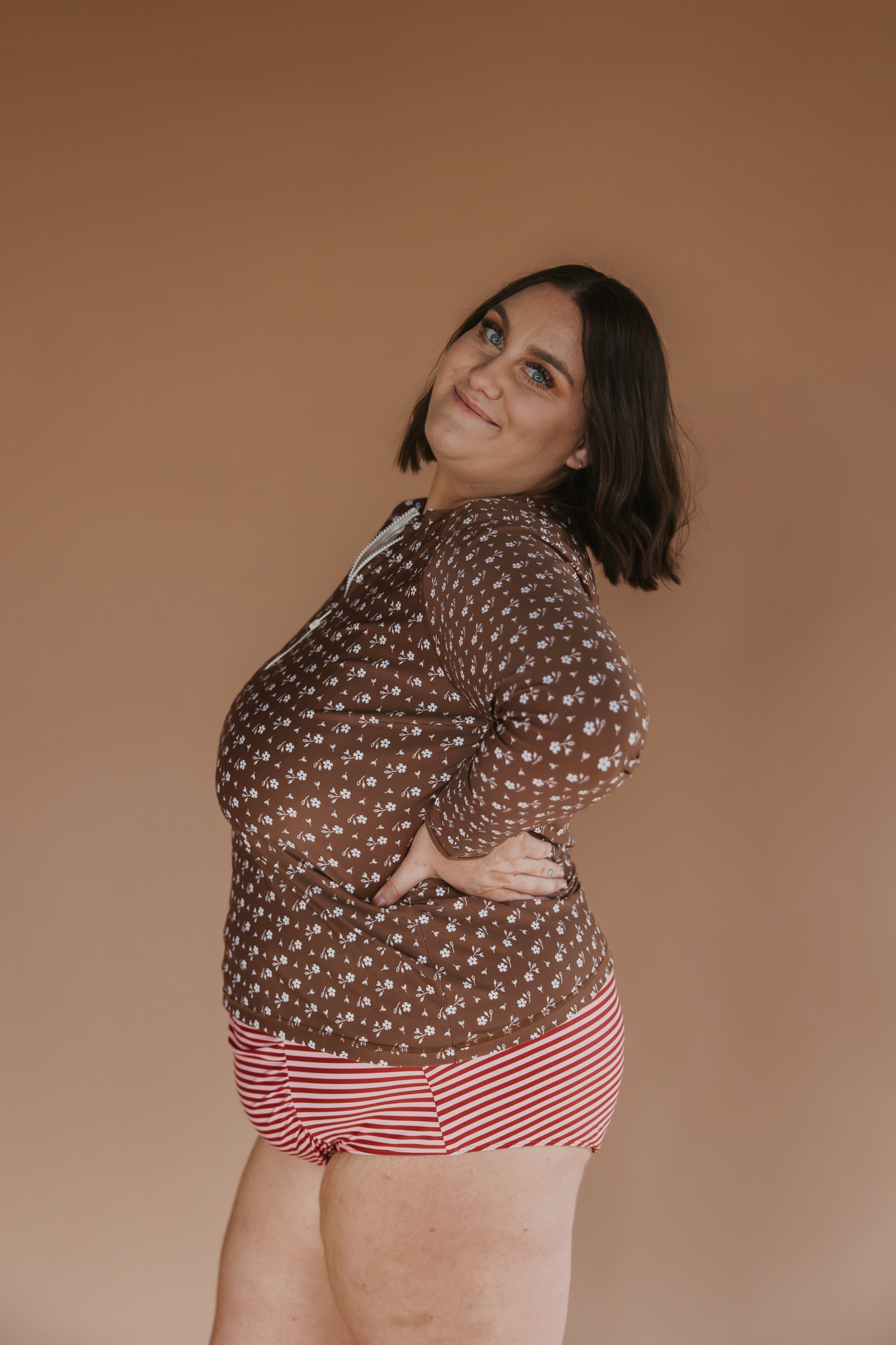 Ruched High Waisted Bottoms Candy Stripe