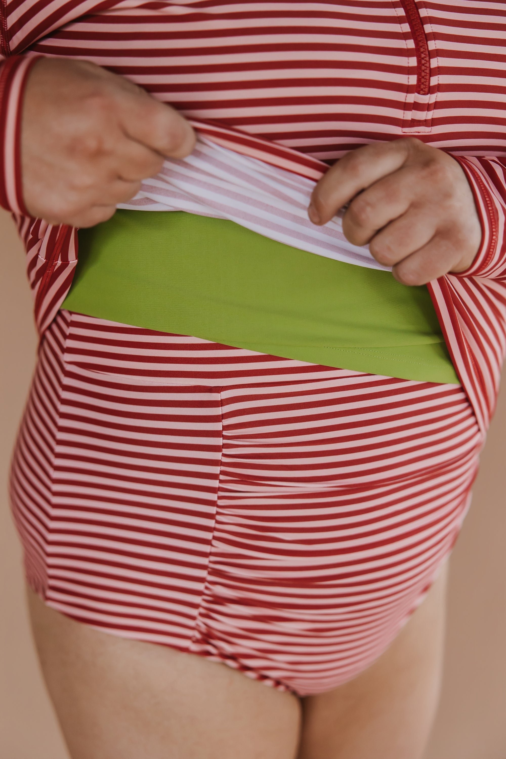Ruched High Waisted Bottoms Candy Stripe
